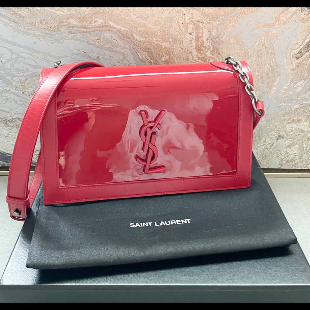 Saint Laurent Book Red Patent Leather Shoulder Bag - Picture 13 of 13